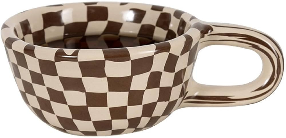 Miaexaugsh Irregular checkerboard coffee mug gift ceramic mug mug,Pottery Mug,Tea Cup for Office ... | Amazon (US)