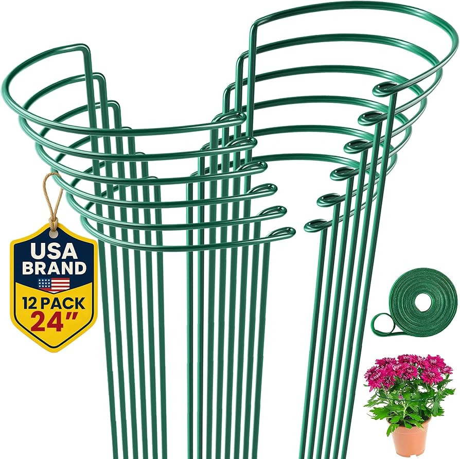 12 Pack Tall Snake Plant Support Stakes – 10" W x 24" H Half Round Peony Cages and Supports for... | Amazon (US)