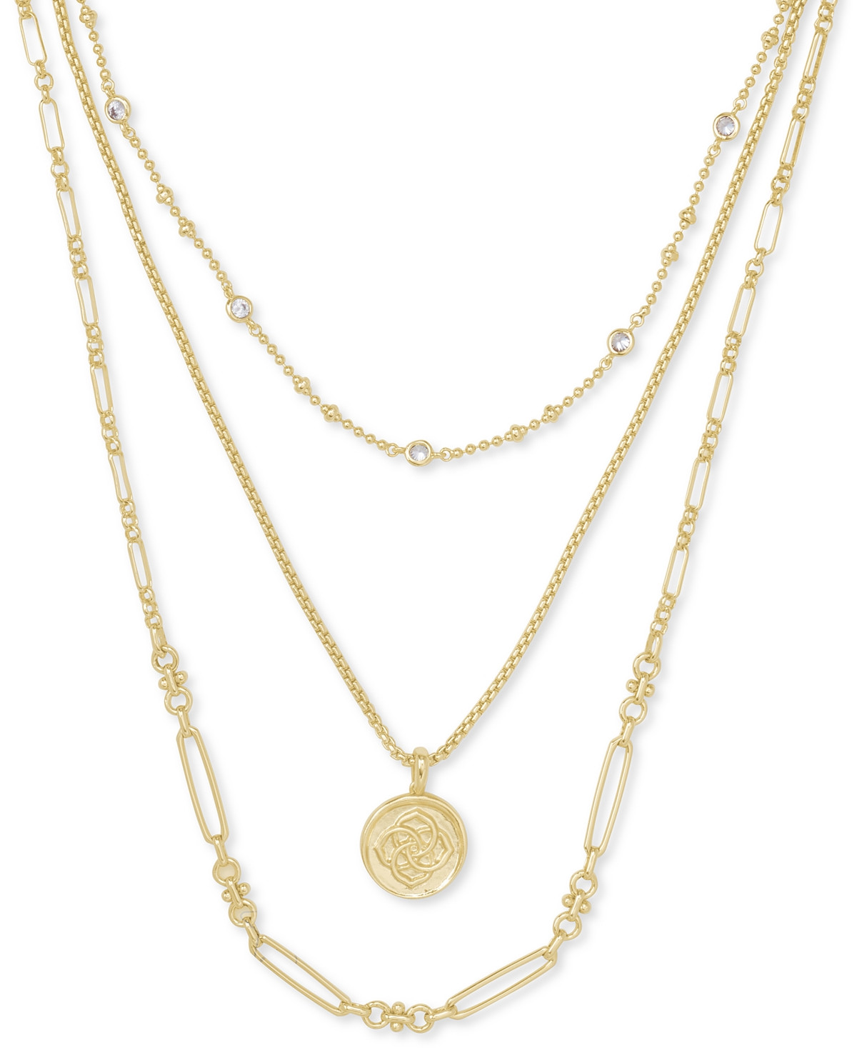 Kendra Scott 14k Gold-Plated Crystal & Medallion Charm Layered Necklace, 16" + 2" extender - Jewel Tone Mix | Macy's