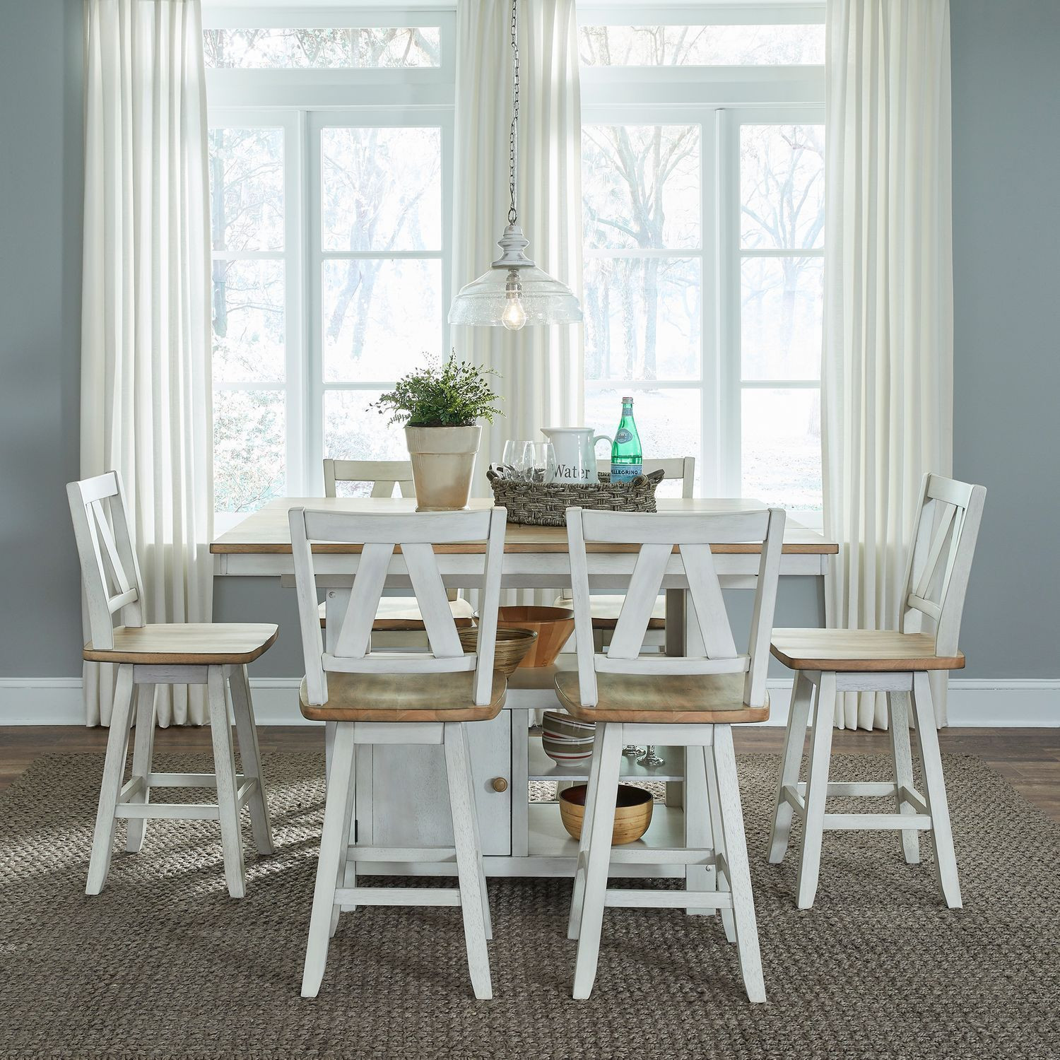 Lindsey Farm Weathered White And Sandstone Extendable Kitchen Island Set | 1stopbedrooms
