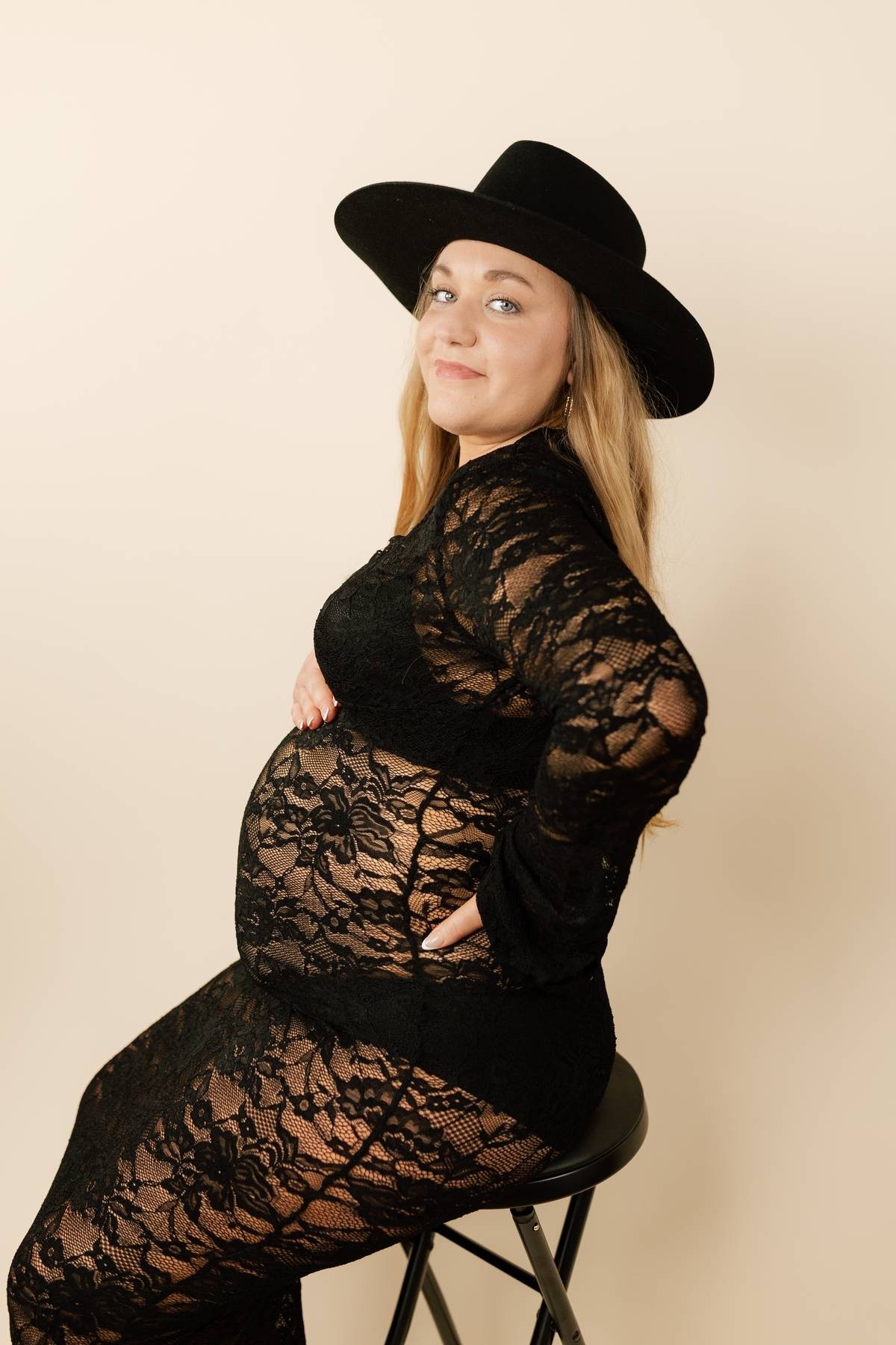 Maternity photos, black hat, wide brim hat, black lace dress, lingerie, black on black, maternity shoot, Gigi pip, lace dress, black dress

#LTKBump #LTKPetite #LTKBaby