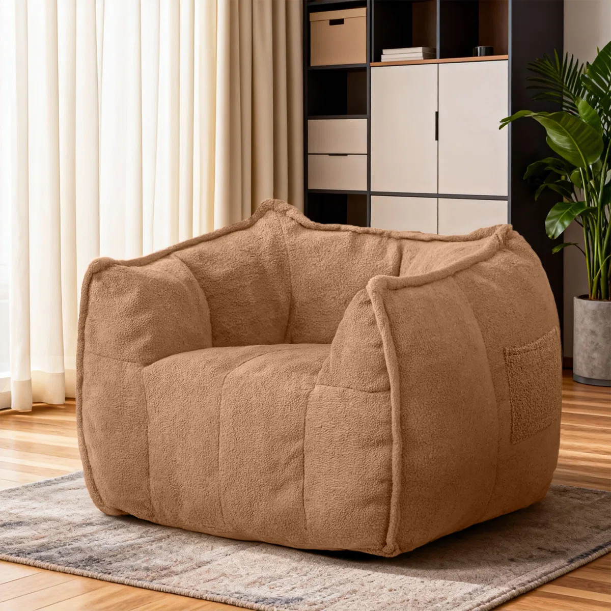 Kirtis Teddy Fabric Bean Bag Chair Foam Filled Bean Bag Sofa for Living Room | Wayfair North America