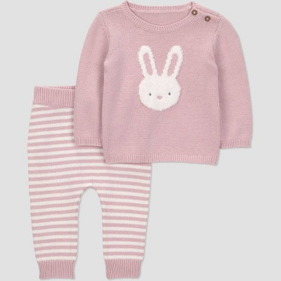 Carter's Just One You® Baby Girls' 2pc Bunny Sweater Top and Pants Set - Pink Newborn | Target