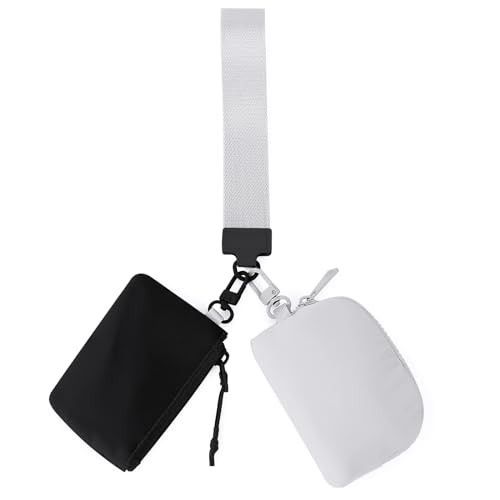 LOUXIFENG Dual Pouch Wristlet for Women: Mini Zip Around Keychain Wristlet Wallets for Women Portable Cute Small Keychain Wallet Coin Purse Pocket Ideal Gift for Mother Sister Women Girls | Amazon (US)