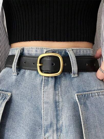 1pc Women's Simple Fashionable Pu Leather Decorated Belt For Casual Jeans Summer, School Fall, Autumn, Halloween | SHEIN