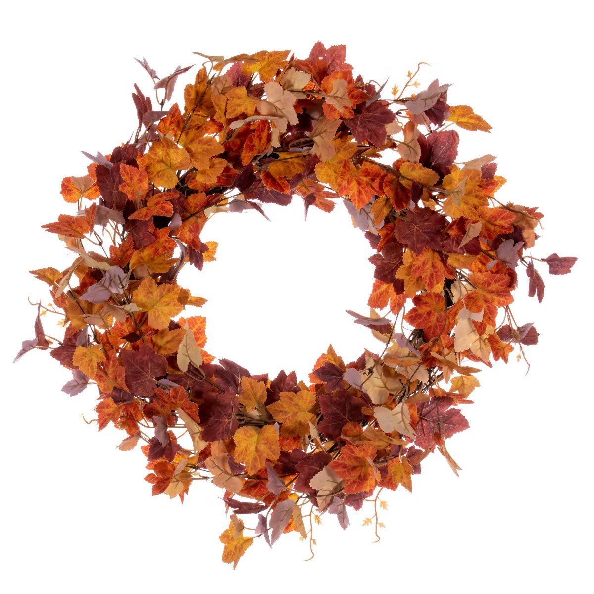 Vickerman 22" Artificial Orange Fall Maple Leaf Wreath. | Target