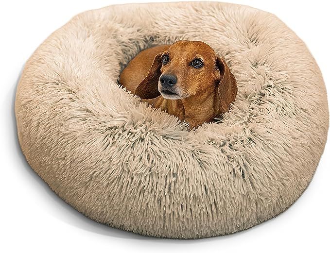 Best Friends by Sheri The Original Calming Donut Cat and Dog Bed in Shag Fur Taupe, Small 23x23 | Amazon (US)
