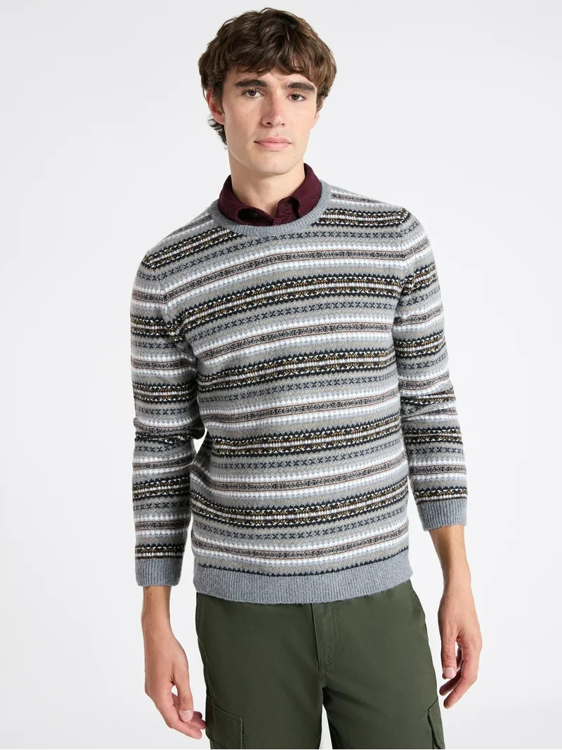 Free Assembly Men's Fair Isle Sweater with Long Sleeves, Size XS-3XL - Walmart.com | Walmart (US)