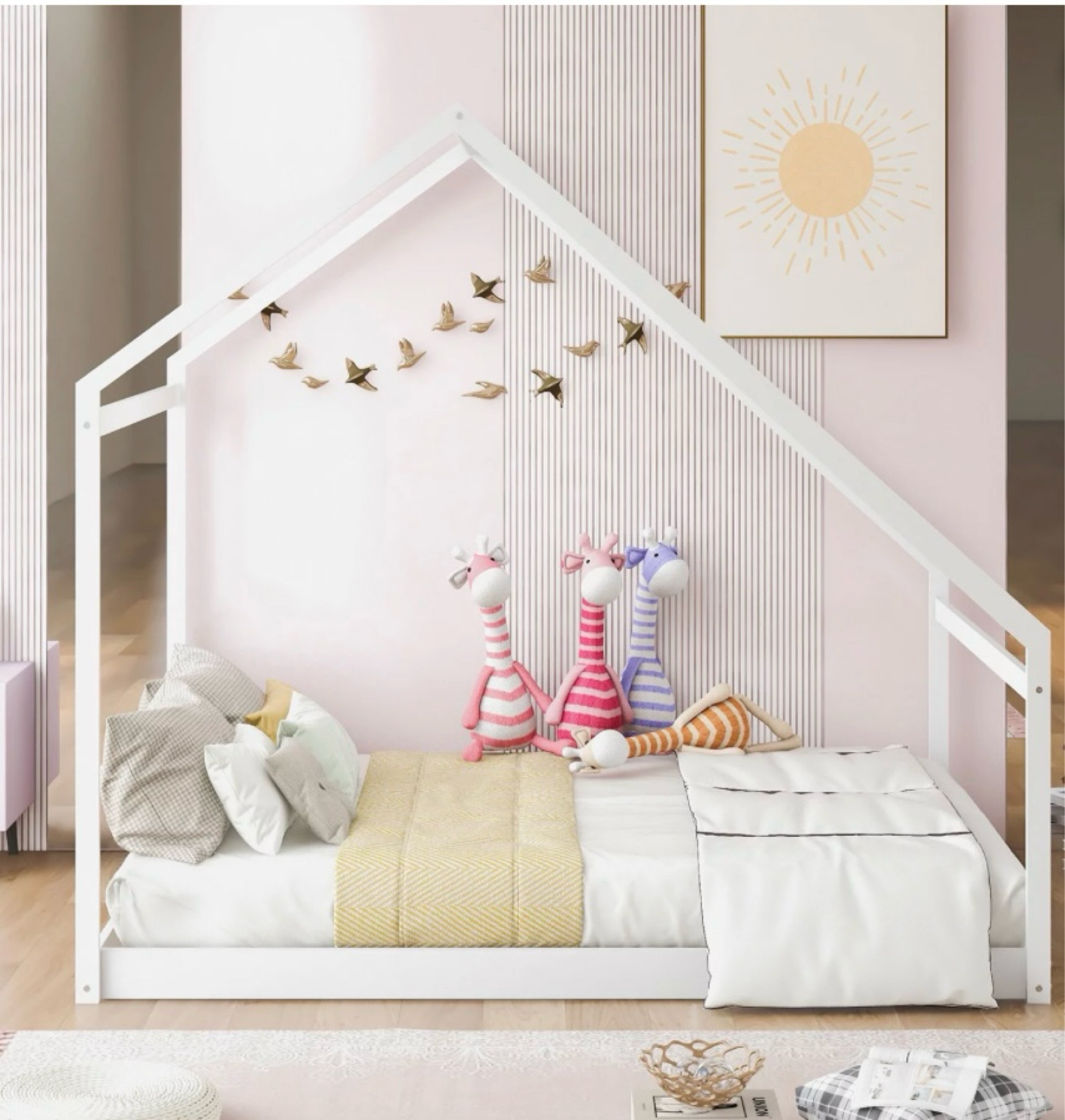 Full Size bed House , Wooden Floor Bed Frame with Roof! 

This is a Montessori bed! The philosophy, 
 emphasizes independence and self-sufficiency in children. A floor bed allows your little one to climb in and out independently, fostering a sense of autonomy and responsibility from an early age.

#LTKkids #LTKbaby #LTKfamily