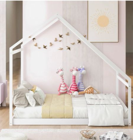 Full Size bed House , Wooden Floor Bed Frame with Roof! 

This is a Montessori bed! The philosophy, 
 emphasizes independence and self-sufficiency in children. A floor bed allows your little one to climb in and out independently, fostering a sense of autonomy and responsibility from an early age.

#LTKkids #LTKbaby #LTKfamily