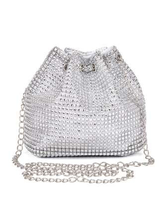Mini Rhinestone Decor Bucket Bag Drawstring Design, Clear Bag | SHEIN