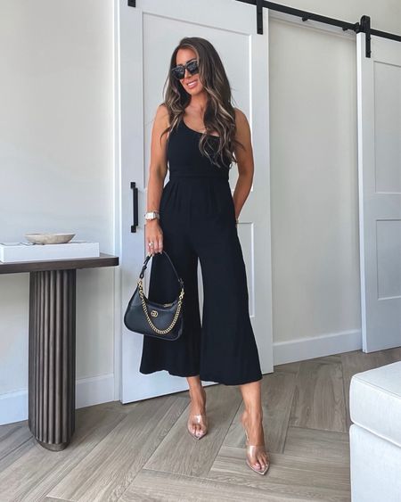 Summer jumpsuit ..sz sm, make casual or dress up…amazon outfit idea, 
Gucci bag (can carry multiple ways)
Clear wedges (linking similar) 
Amazon sunglasses 
Date night outfit 
#ltkunder50
#LTKstyletip

#LTKSeasonal #LTKOver40 #LTKTravel
