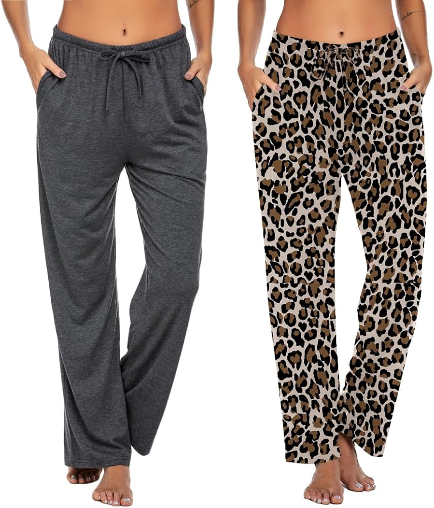 Ekouaer Womens 2 Pack Lounge Pants Comfy Pajama Pants Plaid Pajama Bottoms with Pockets Drawstrin... | Amazon (US)