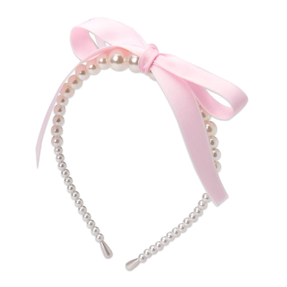 Guqqeuc Pearl Bows Headband Satin Bowknot Hairband Pink Top Bows Headbands for Women Girls Ribbon... | Amazon (US)