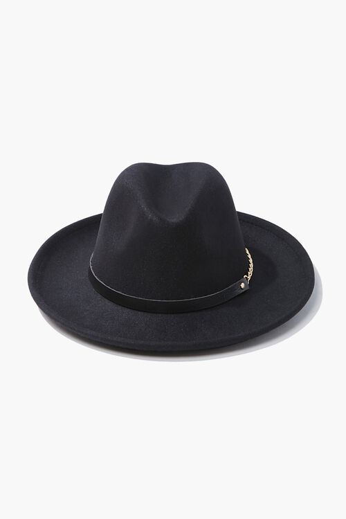 Faux Leather Chain-Strap Felt Fedora | Forever 21 (US)
