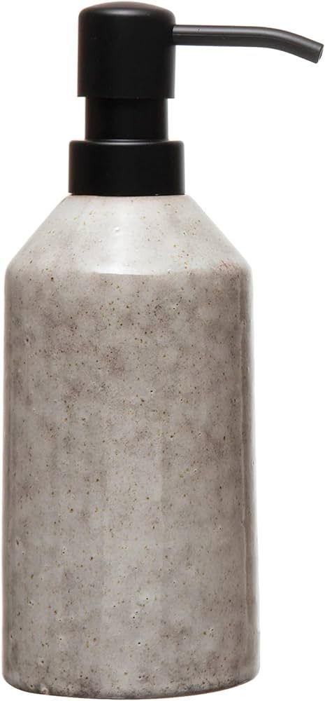 Bloomingville Neutral Colored Reactive Glaze Stoneware Black Pump Soap Dispenser, Cream | Amazon (US)