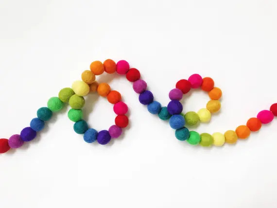 Basic Rainbow Felt Ball Garland  Banner Bunting | Etsy | Etsy (US)