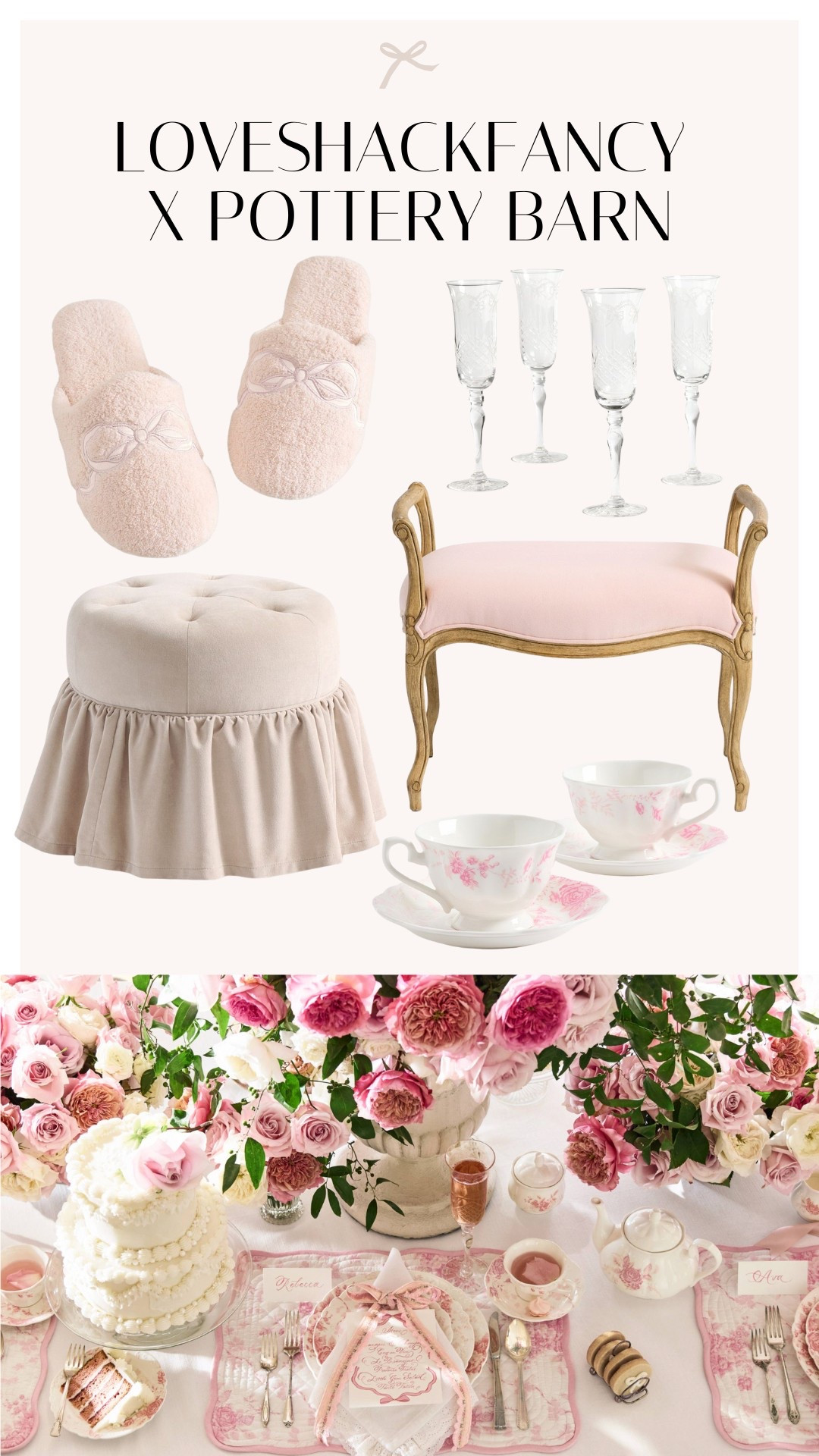 Loving the new loveshackfancy x pottery barn collection! I ordered the bow champagne glasses and the pink tea cups. 

Feminine home decor // 

#LTKHome #LTKSeasonal