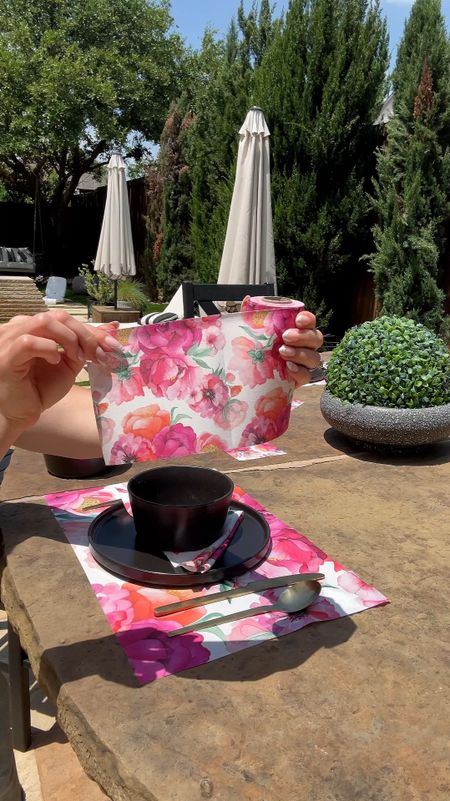Easy summer table decor for a nice dinner outside using luxe disposable dinner napkins and placemats from Amazon! Comes in several colors and patterns 

#LTKSeasonal #LTKVideo #LTKHome