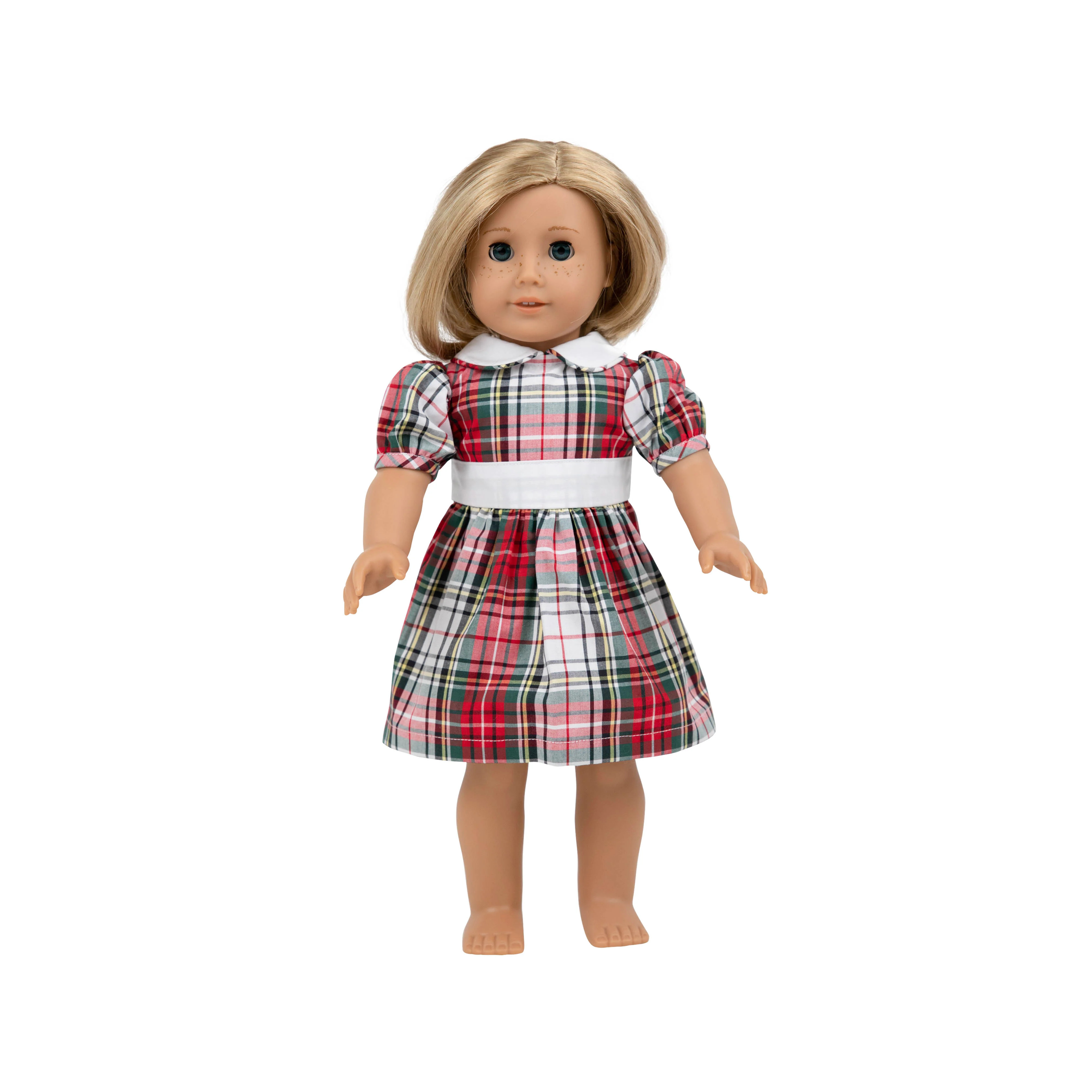 Dolly Cindy Lou Sash Dress - Keene Place Plaid with Worth Avenue White | The Beaufort Bonnet Company
