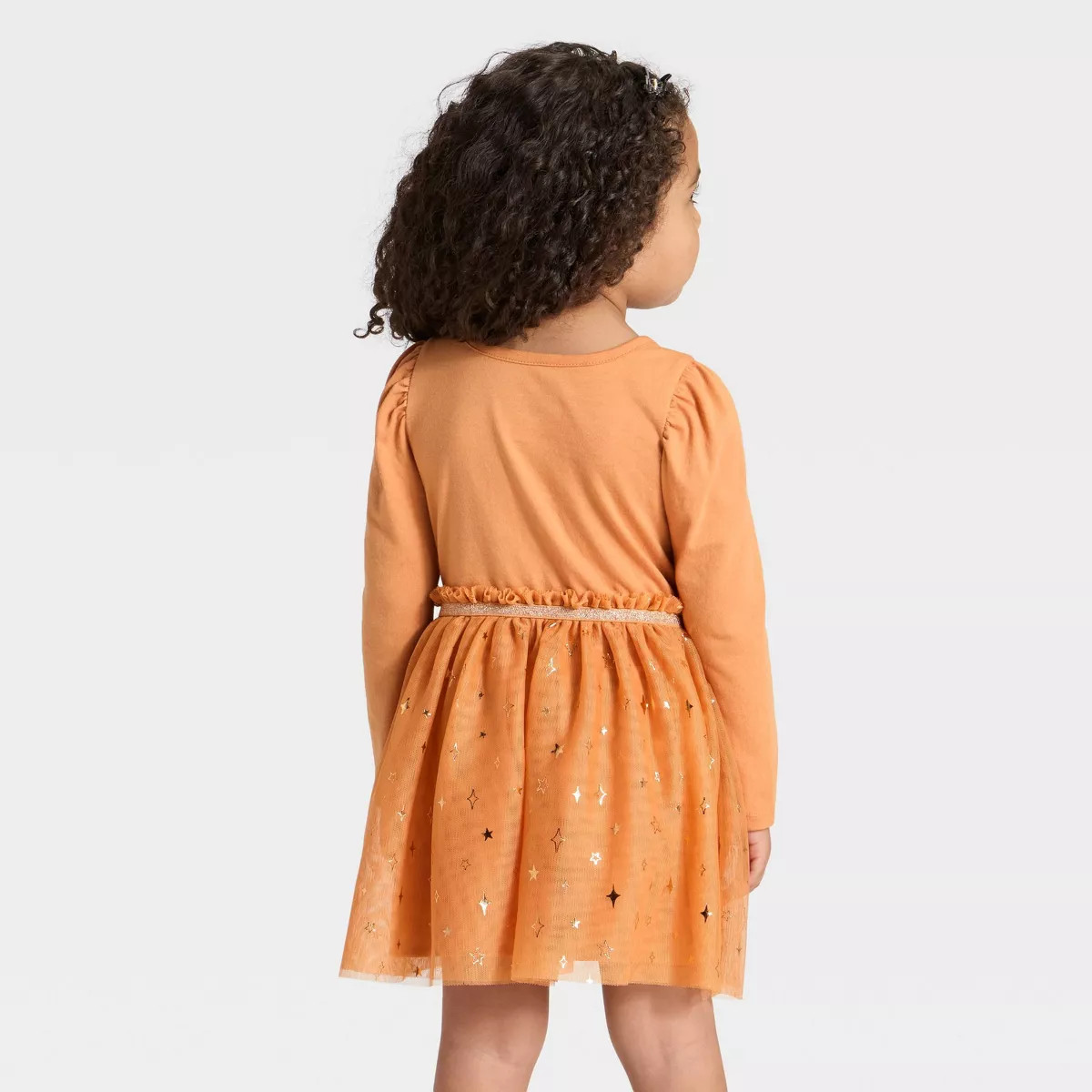 Toddler Girls' Long Sleeve Halloween Pumpkin Spice Tulle Dress - Cat & Jack™ Brown | Target