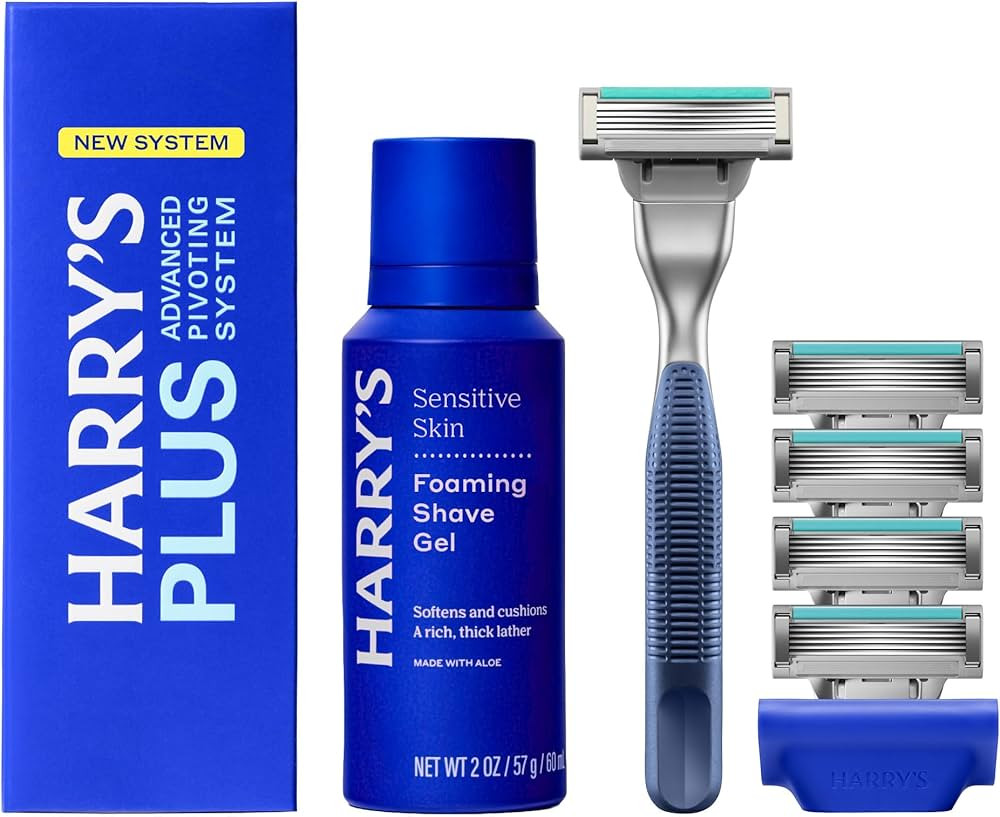 HARRY'S PLUS: Starter Shaving Kit for Men - Premium Handle, 5 Razor Blade Cartridges, 2 oz Foamin... | Amazon (US)