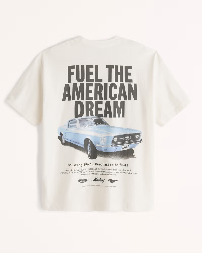 Abercrombie & Fitch Men's Mustang Graphic Tee in Off White Mustang Graphic - Size XXL | Abercrombie & Fitch (US)
