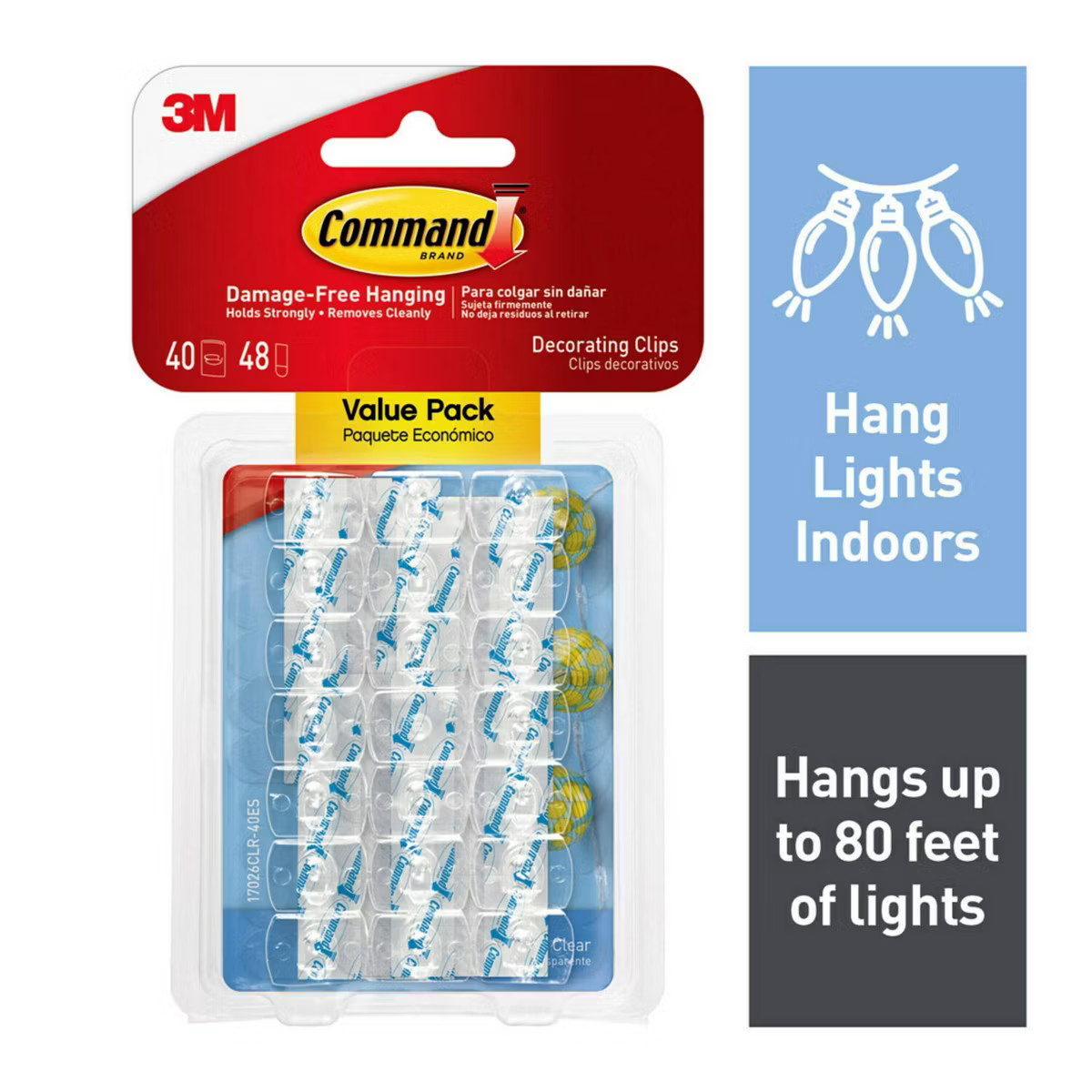 Command Damage-Free Clear Decoration Clips with Adhesive Strips for Christmas Lights and Holiday ... | Target