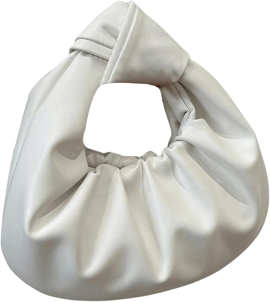 Verdusa Women's Ruched Leather Handbag Cloud Shape Pleated Knotted Hobo Bag Crescent Clutch Purse | Amazon (US)