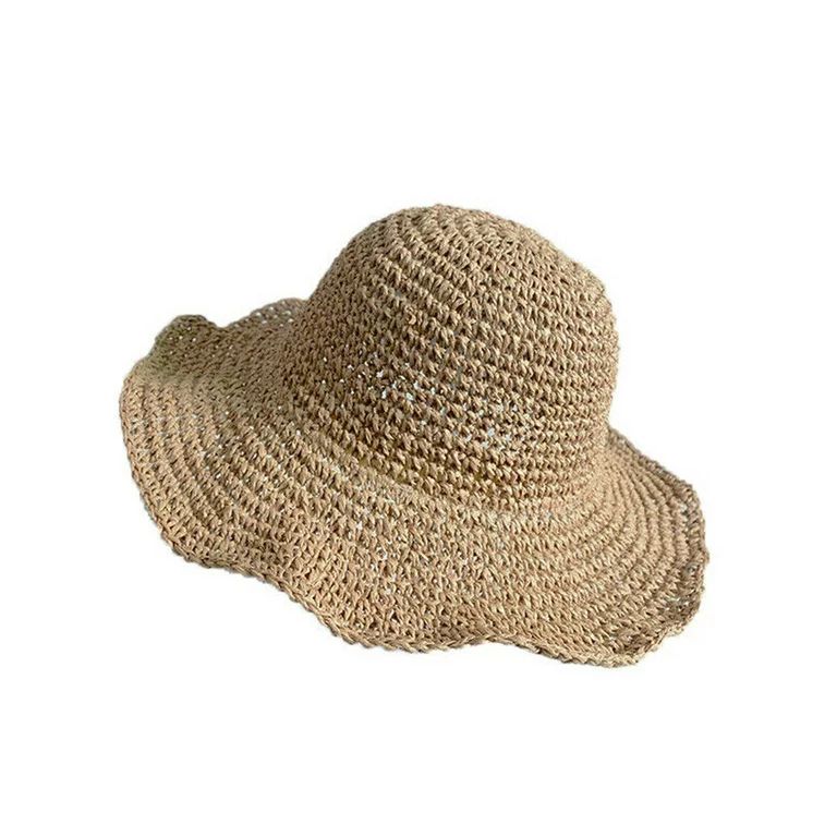 SUNSIOM Ladies Summer Sun Hats Women Panama Straw Beach Hats Foldable Wide Brim Floppy - Walmart.... | Walmart (US)