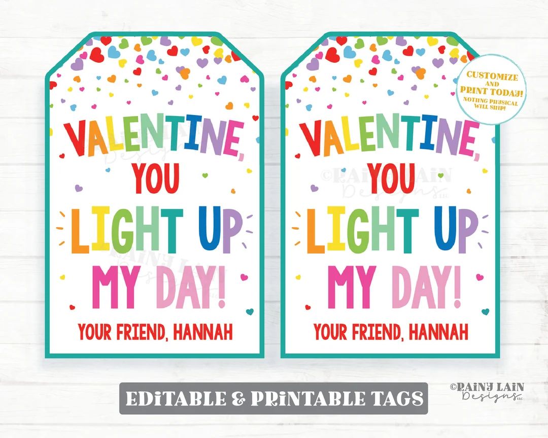 You Light up My Day Finger Lights Valentine Tag, Glow Stick Lite Bracelet Preschool Valentines, N... | Etsy (US)