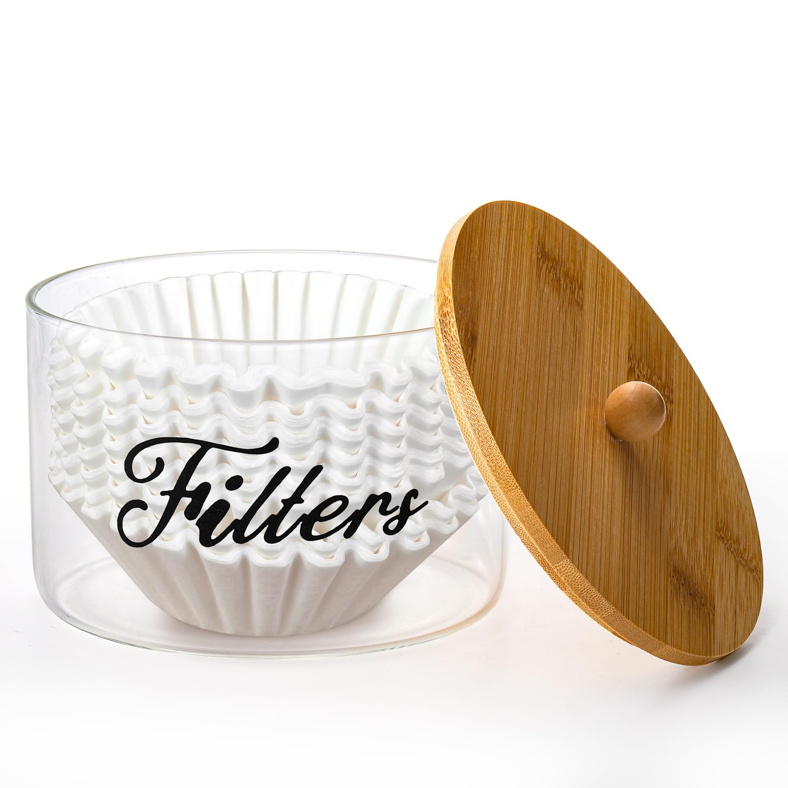 Amazon.com: Cididu Coffee Filter Holder with Bamboo Lid, Farmhouse Coffee Filter Dispenser Basket... | Amazon (US)