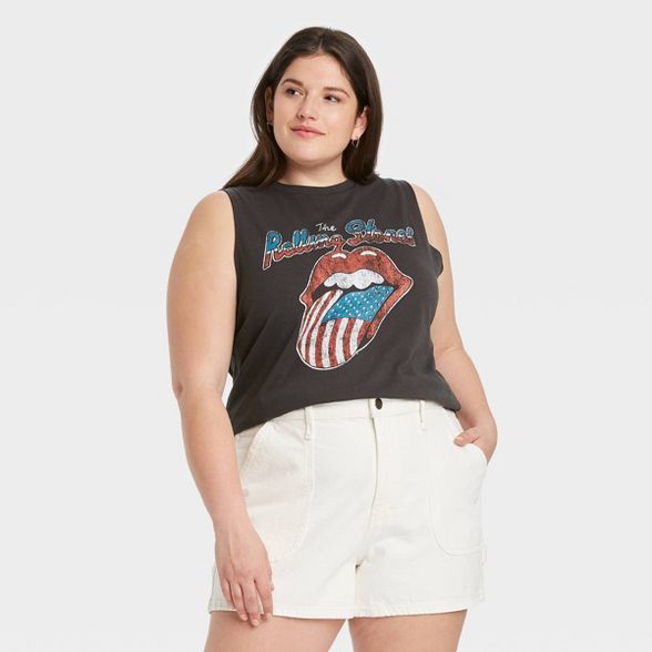 Women's Rolling Stones Americana Graphic Tank Top - Black | Target