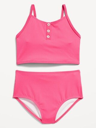 Rib-Knit Henley Tankini Swim Set for Girls | Old Navy (US)