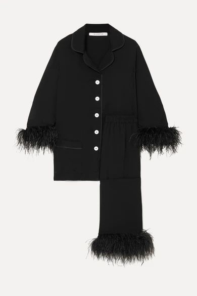 Sleeper
				
			
			
			
			
			
				Black Tie feather-trimmed crepe de chine pajama set
				$320... | NET-A-PORTER (US)