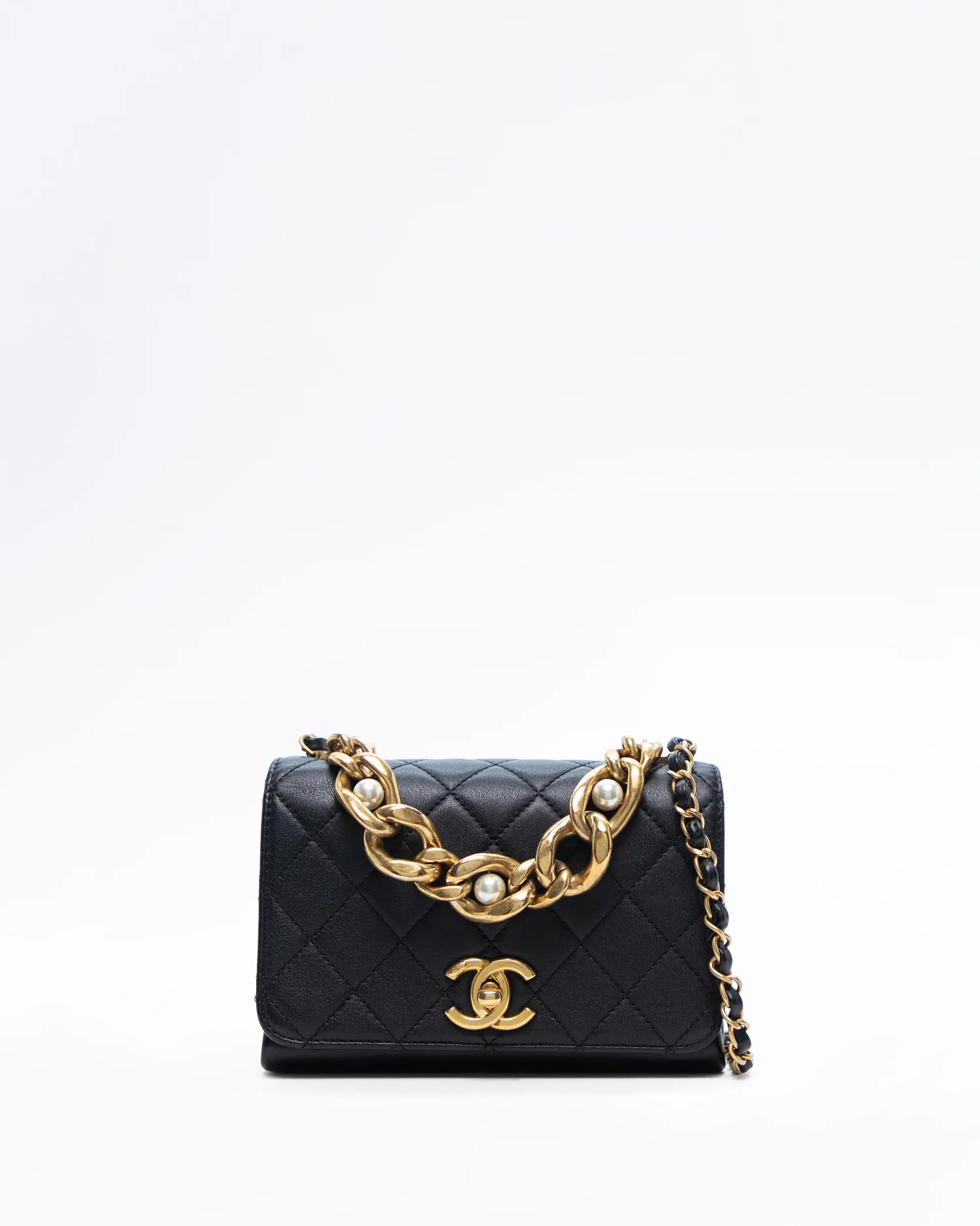 Pearl Jewel Chain Mini Full Flap Bag | Vivrelle