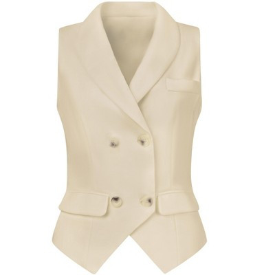 INSPIRE CHIC Women's Lapel Collar Dressy Versatile Racerback Waistcoat Suit Vest Beige Medium | Target