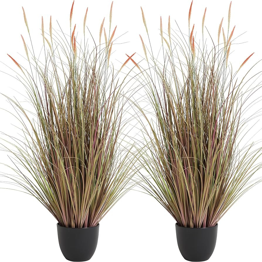4ft 2-Pack Artificial Cattail Reed Grass, 47.2\u2019\u2019 Fake Indoor Outdoor Plants | Amazon (US)