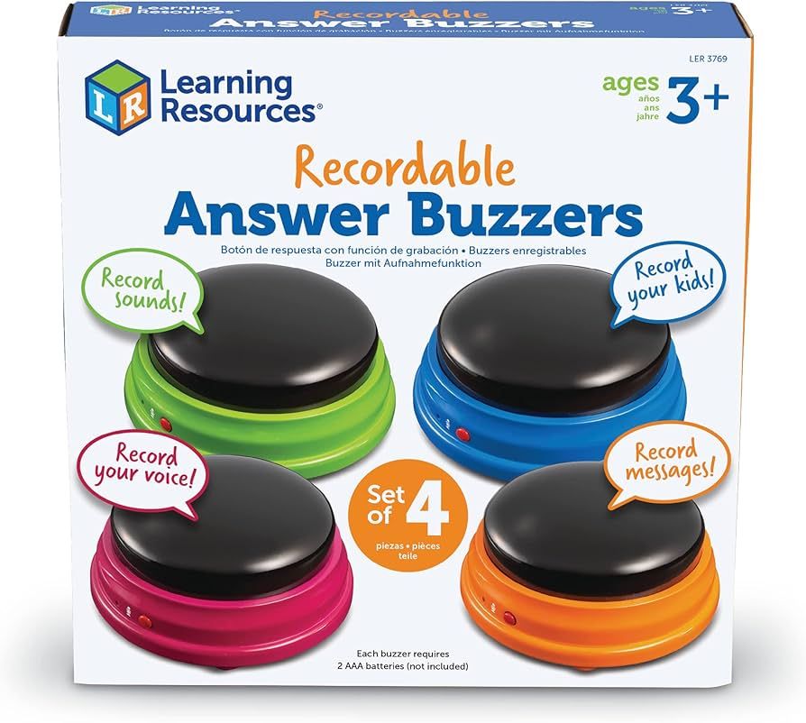 Learning Resources Recordable Answer Buzzers - Set of 4, Ages 3+ | Pre-K Personalized Sound Buzze... | Amazon (US)