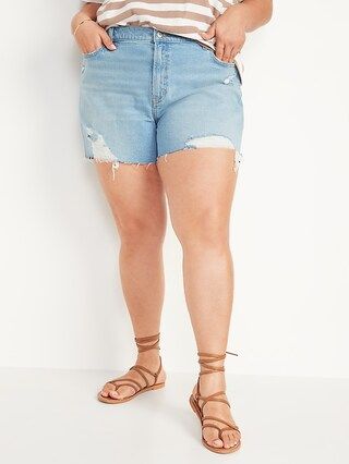 Mid-Rise Ripped Cut-Off Boyfriend Jean Shorts for Women -- 3-inch inseam | Old Navy (US)