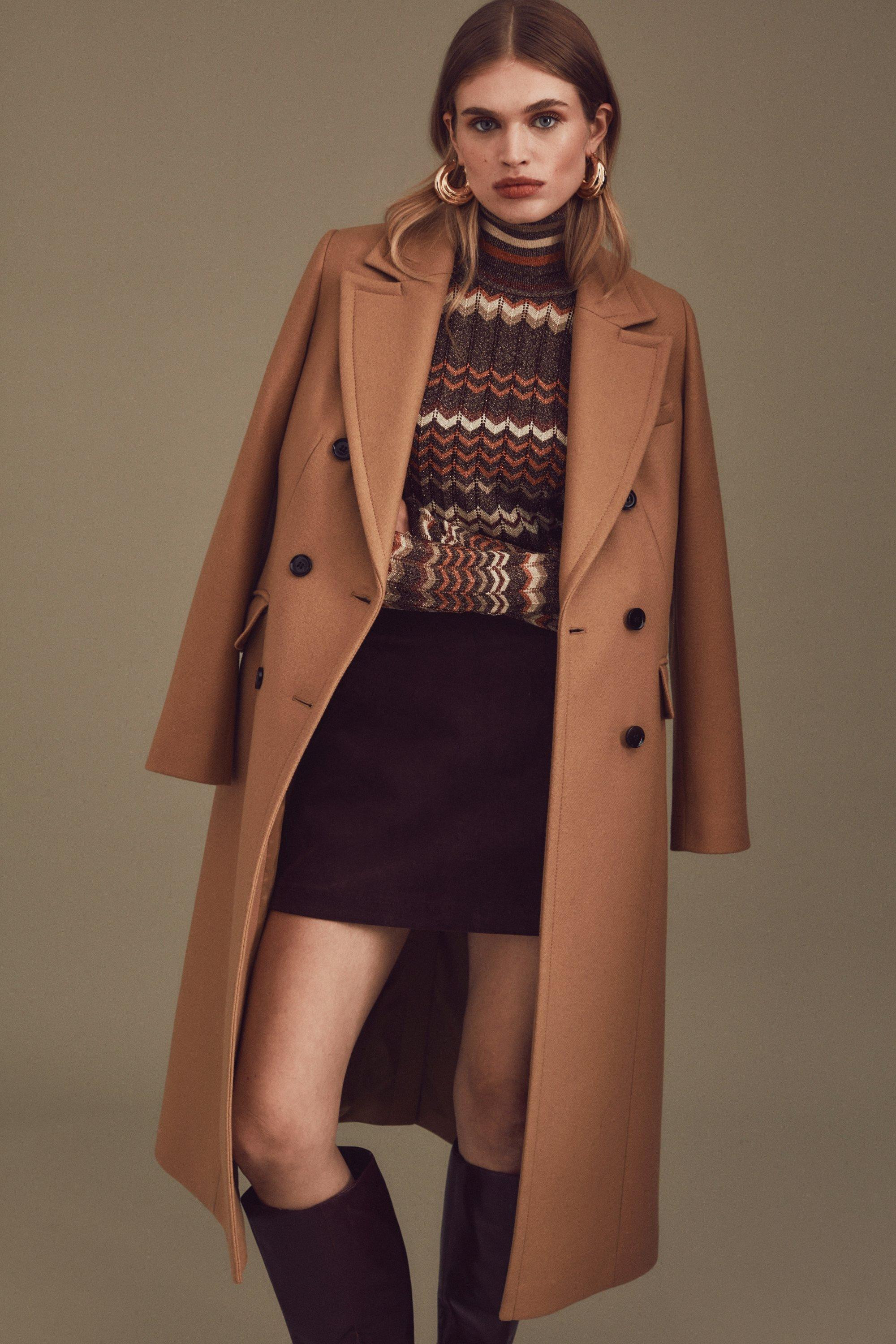 Italian Wool Signature Db Coat | Karen Millen UK & IE