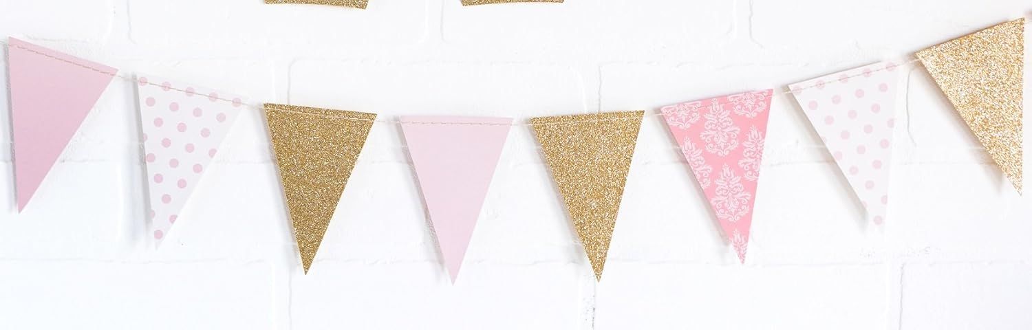 My Mind's Eye - Pink and Gold Princess Pennant Banner | Amazon (US)