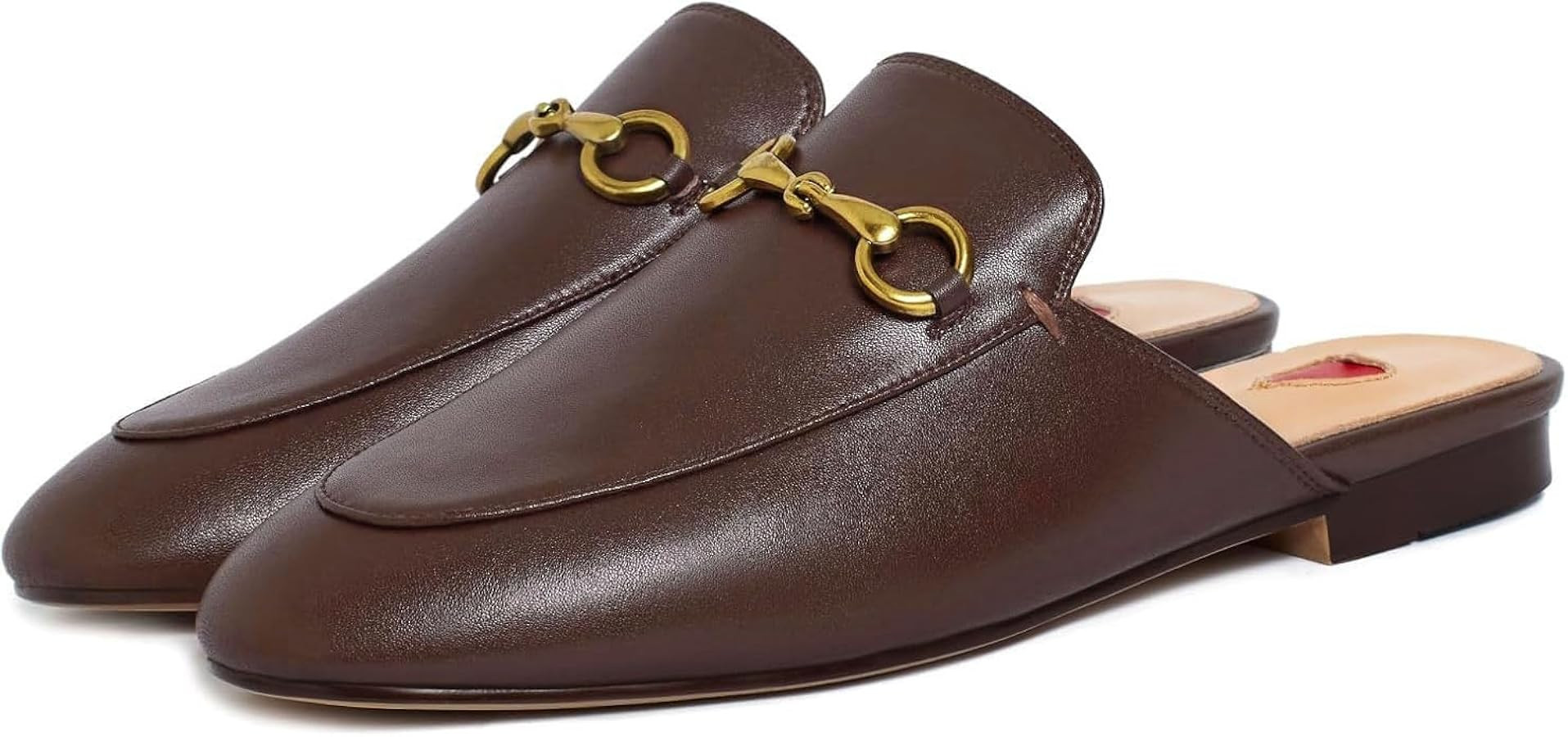 Vertundy Women's Mules Low Heel Flats Leather Slip On Backless Sandals for Girls Lady Work Slides | Amazon (US)