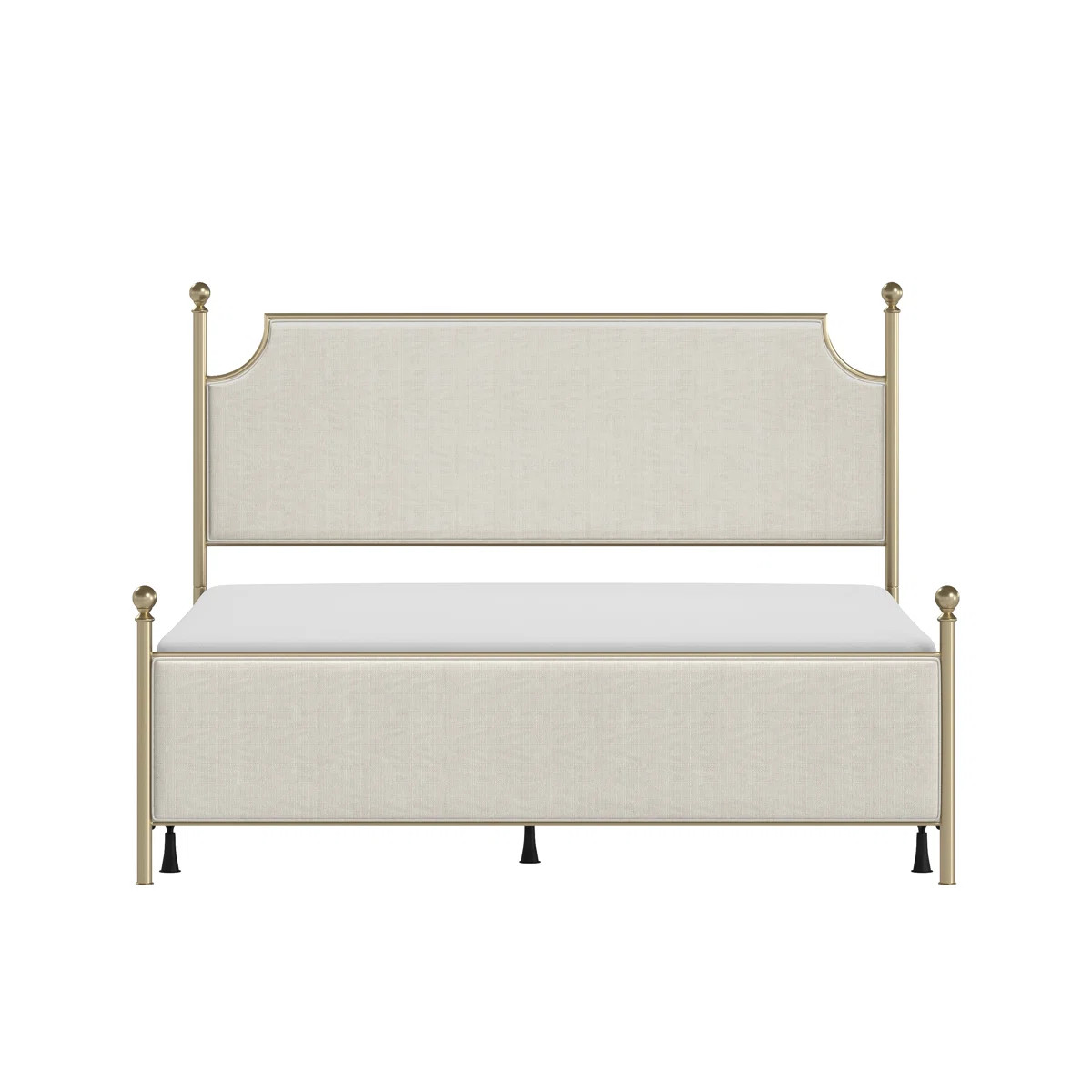 Olague Metal And Upholstered King Bed, Champagne With Ivory Fabric | Wayfair North America
