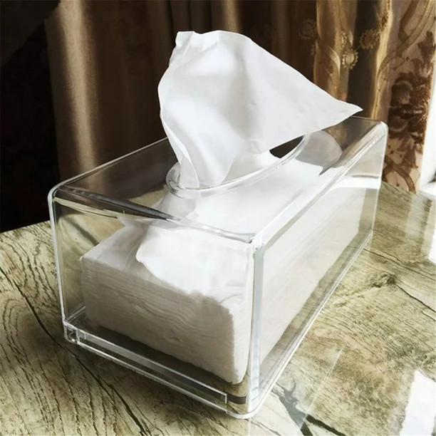 Tissue Box Cover Rectangle,Modern Clear Acrylic Bathroom Facial Tissue Dispenser Box Cover / Deco... | Walmart (US)