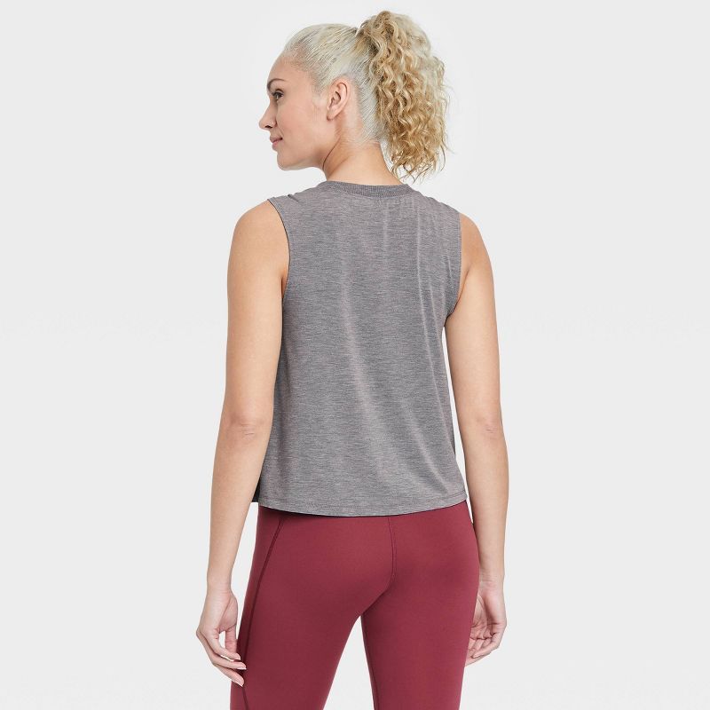 Women&#39;s Active Cinch Crop Tank Top - All in Motion&#8482; Charcoal Gray S | Target