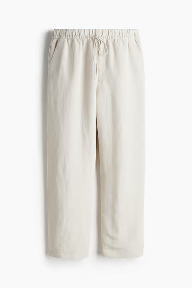 H & M - Linen-Blend Drawstring Pants - Beige | H&M (US + CA)