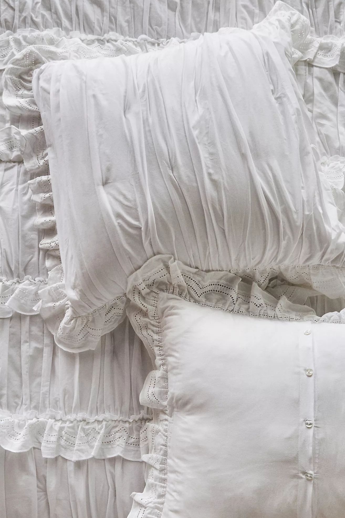 Astride Ruffled Voile Euro Sham | Anthropologie (US)