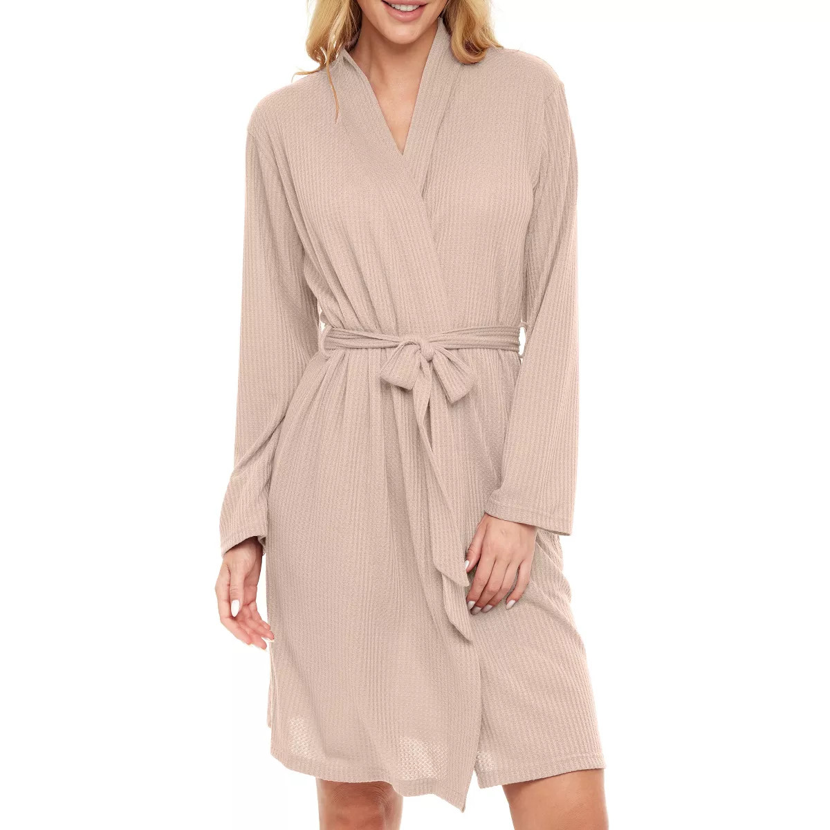 ADR Women's Soft Ribbed Waffle Rib Knit Wrap Robe with Pockets, Lightweight Bathrobe | Target