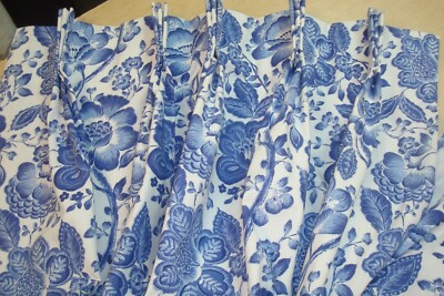 New One Pr 2 pc Pinch pleat Lined DRAPES Shabby Blue White Roses 28" x 84" ea | eBay US